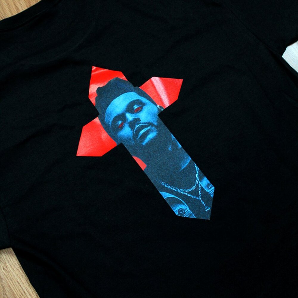 The Weeknd STARBOY Red Cross Black T-Shirt Sizes S - XL